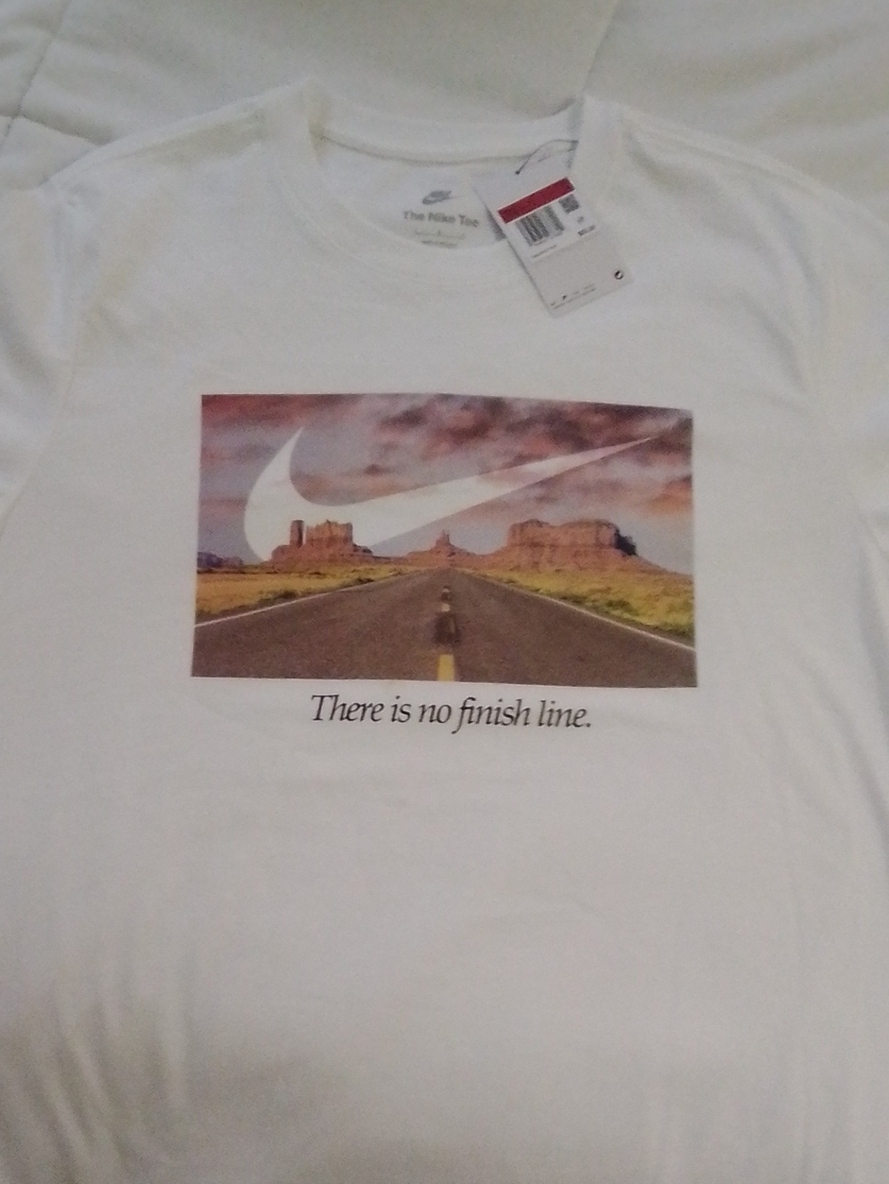 Nike White Graphic Crew Tee with Desert Road Swoosh